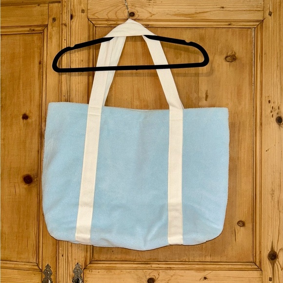 Jadelynn Brooke French Terry Sky Blue Tote with Ivory Straps - Picture 2 of 6